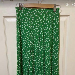 H&M Green Floral Midi Skirt